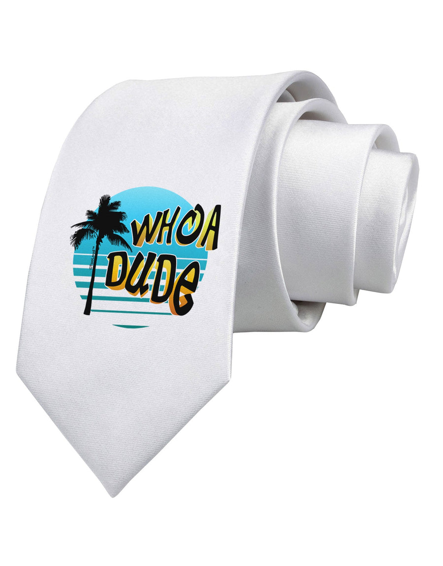 Whoa Dude Printed White Necktie by TooLoud