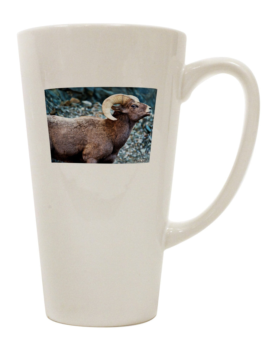 Wide Eyed Big Horn 16 Ounce Conical Latte Coffee Mug - Expertly Crafted Drinkware-Conical Latte Mug-TooLoud-White-Davson Sales