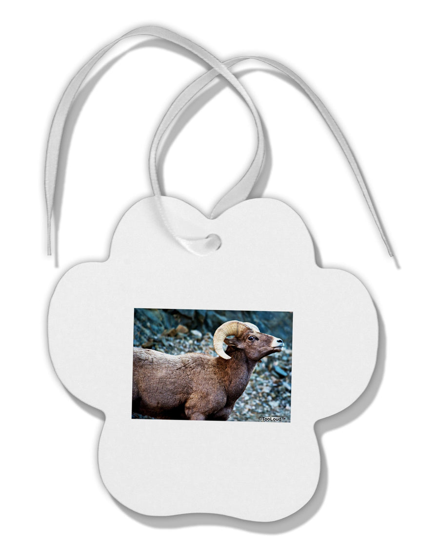 Wide Eyed Big Horn Paw Print Shaped Ornament-Ornament-TooLoud-White-Davson Sales