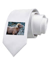 Wide Eyed Big Horn Printed White Necktie
