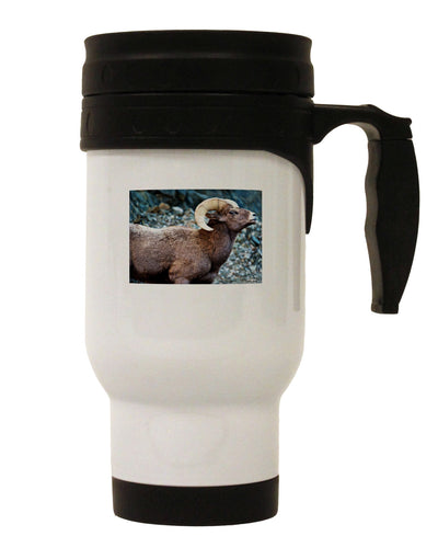 Wide Eyed Big Horn Stainless Steel 14oz Travel Mug-Travel Mugs-TooLoud-White-Davson Sales