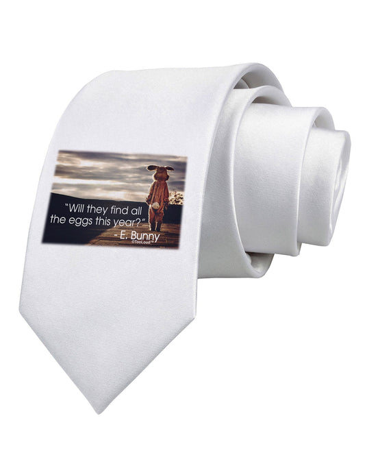 Will They Find the Eggs - Easter Bunny Printed White Necktie by TooLoud