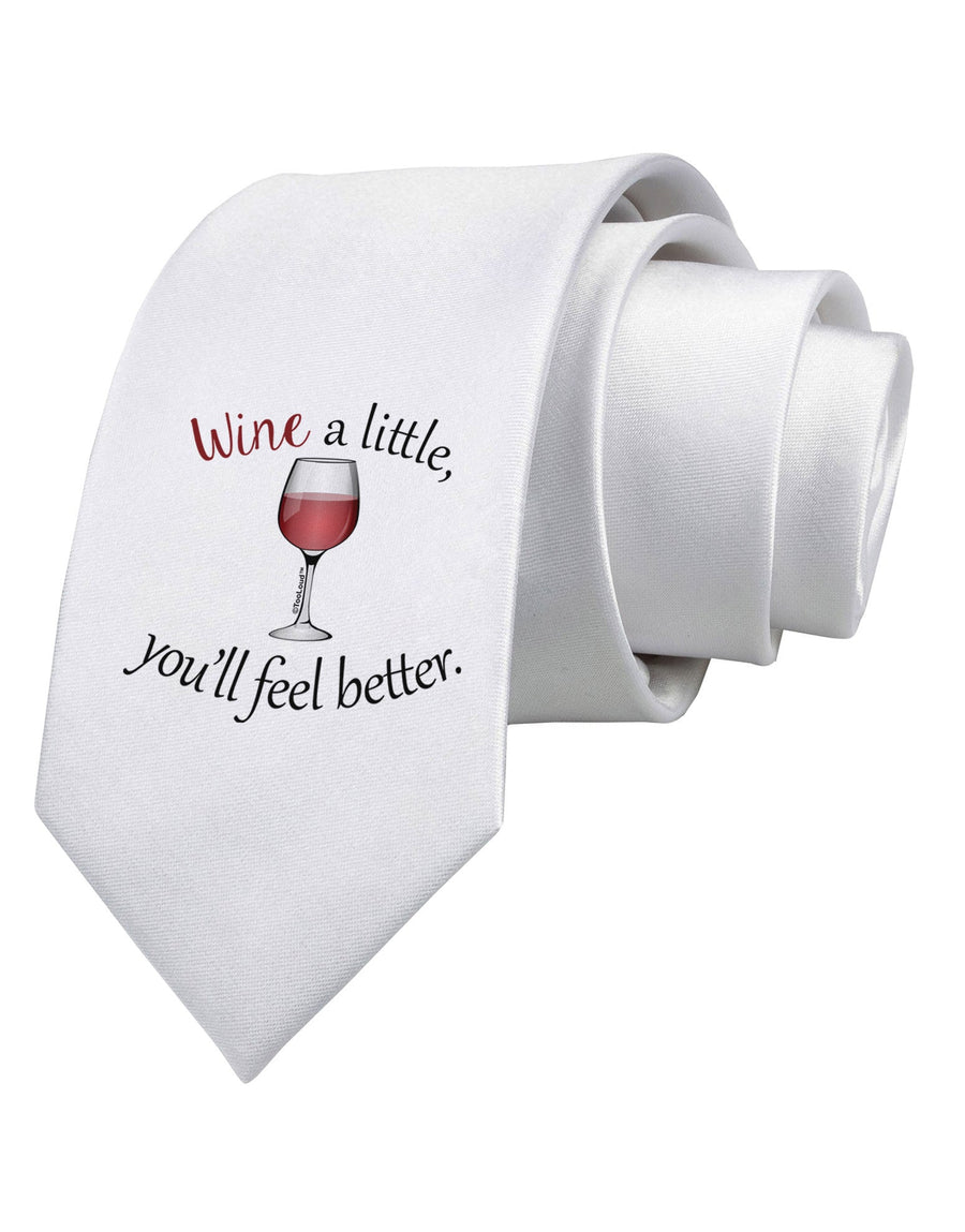 Wine a Little Printed White Necktie by TooLoud