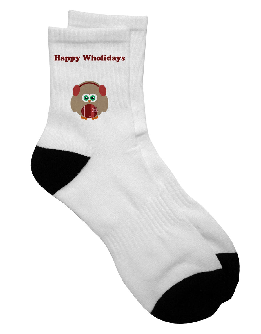 Winter Owl Adult Short Socks - with Earmuffs - TooLoud-Socks-TooLoud-White-Ladies-4-6-Davson Sales