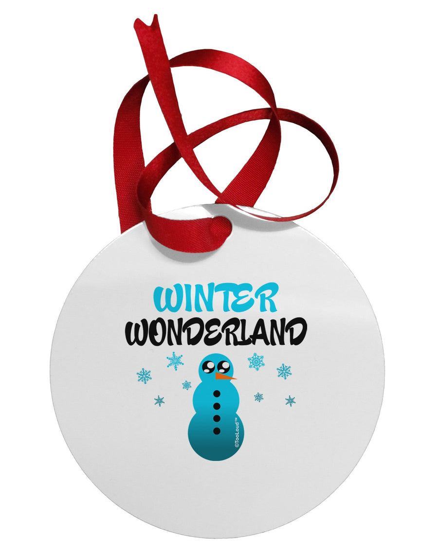 Winter Wonderland Snowman Circular Metal Ornament-Ornament-TooLoud-White-Davson Sales