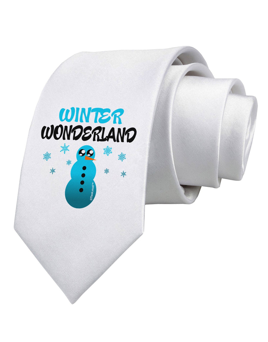 Winter Wonderland Snowman Printed White Necktie