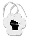 Wisconsin - United States Shape Paw Print Shaped Ornament-Ornament-TooLoud-White-Davson Sales