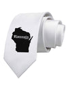 Wisconsin - United States Shape Printed White Necktie