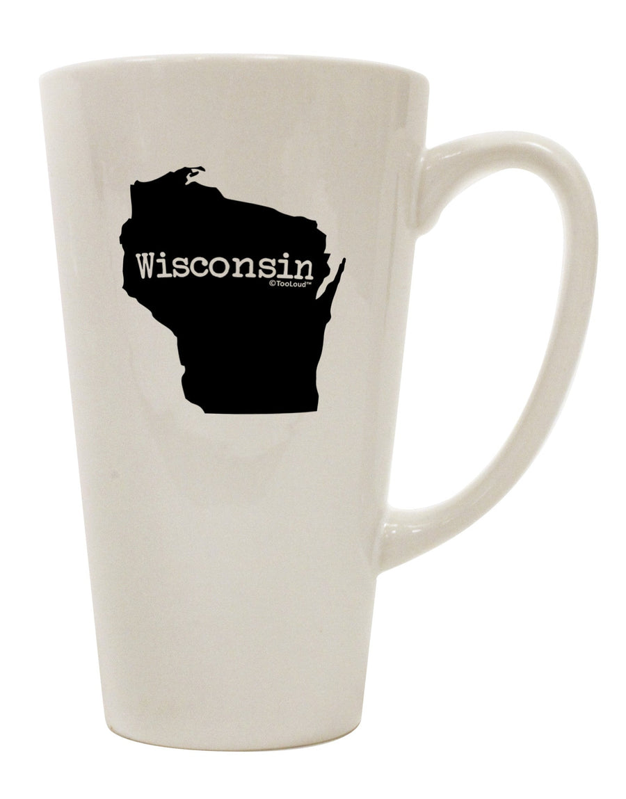 Wisconsin - United States Shaped 16 oz Conical Latte Coffee Mug - TooLoud-Conical Latte Mug-TooLoud-White-Davson Sales