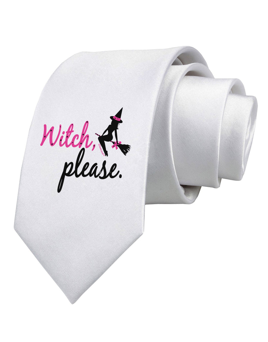 Witch Please Printed White Necktie