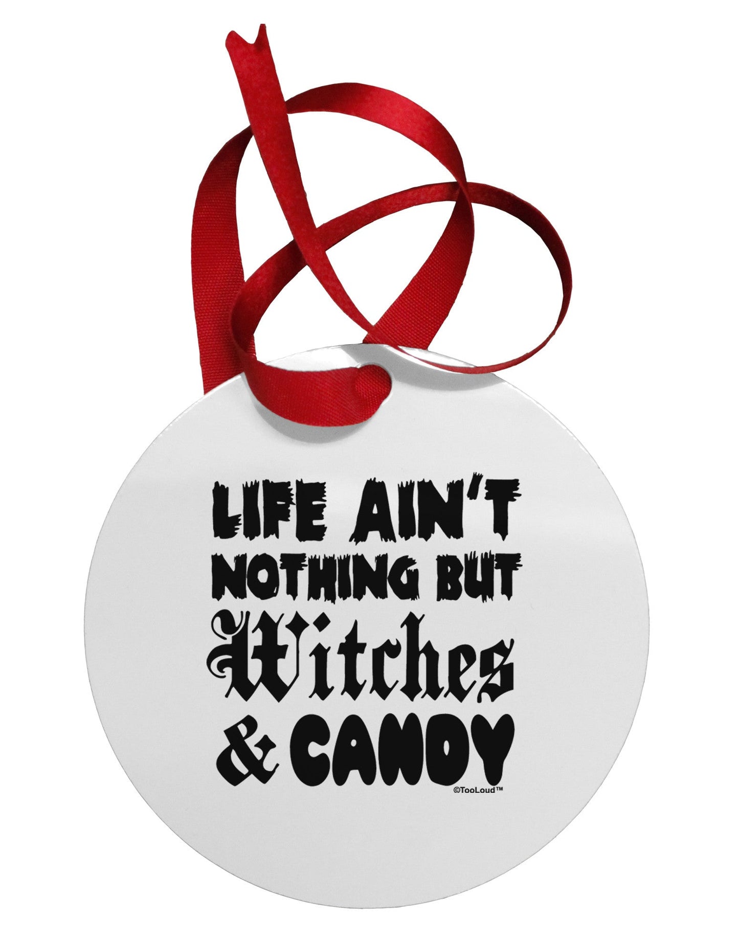 Witches and Candy Circular Metal Ornament-Ornament-TooLoud-White-Davson Sales