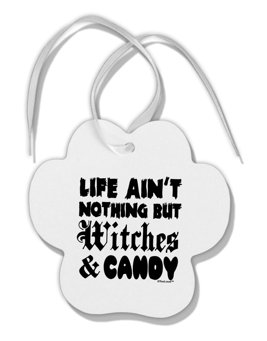 Witches and Candy Paw Print Shaped Ornament-Ornament-TooLoud-White-Davson Sales