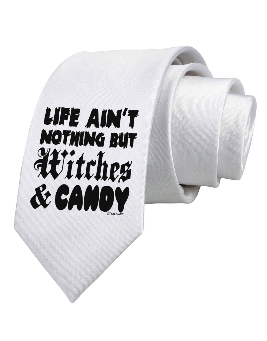 Witches and Candy Printed White Necktie