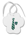 Wizard Tie Green and Silver Paw Print Shaped Ornament-Ornament-TooLoud-White-Davson Sales