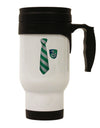 Wizard Tie Green and Silver Stainless Steel 14oz Travel Mug-Travel Mugs-TooLoud-White-Davson Sales