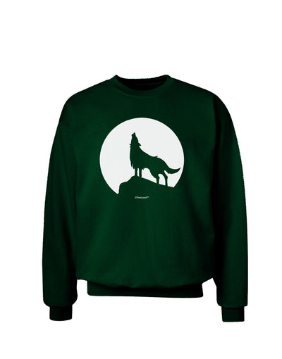 Wolf Howling at the Moon - Design #1 Adult Dark Sweatshirt by TooLoud-Sweatshirts-TooLoud-Deep-Forest-Green-Small-Davson Sales