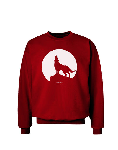 Wolf Howling at the Moon - Design #1 Adult Dark Sweatshirt by TooLoud-Sweatshirts-TooLoud-Deep-Red-Small-Davson Sales