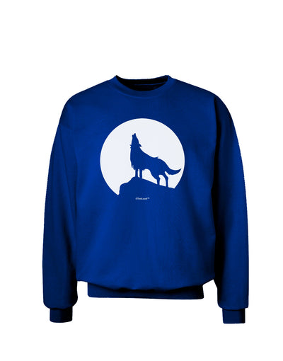 Wolf Howling at the Moon - Design #1 Adult Dark Sweatshirt by TooLoud-Sweatshirts-TooLoud-Deep-Royal-Blue-Small-Davson Sales