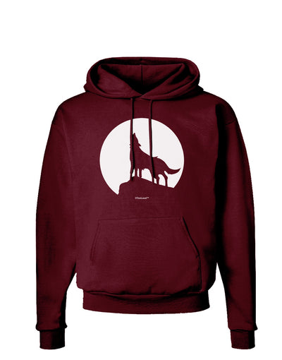 Wolf Howling at the Moon - Design #1 Dark Hoodie Sweatshirt by TooLoud-Hoodie-TooLoud-Maroon-Small-Davson Sales