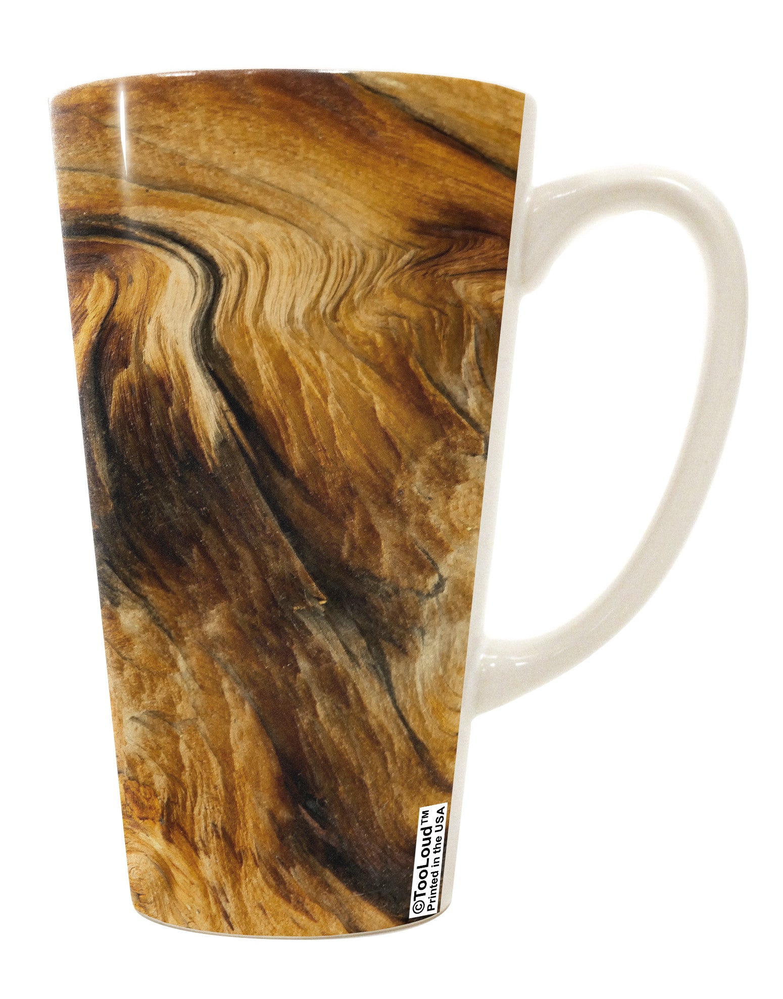Wood Texture AOP 16 Ounce Conical Latte Coffee Mug - Expertly Crafted Drinkware-Conical Latte Mug-TooLoud-White-Davson Sales