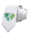 World Globe Heart Printed White Necktie