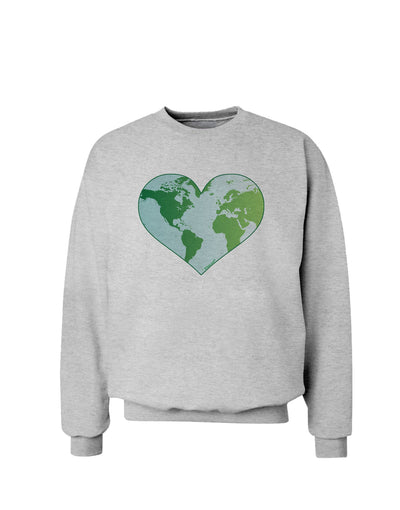 World Globe Heart Sweatshirt-Sweatshirts-TooLoud-AshGray-Small-Davson Sales