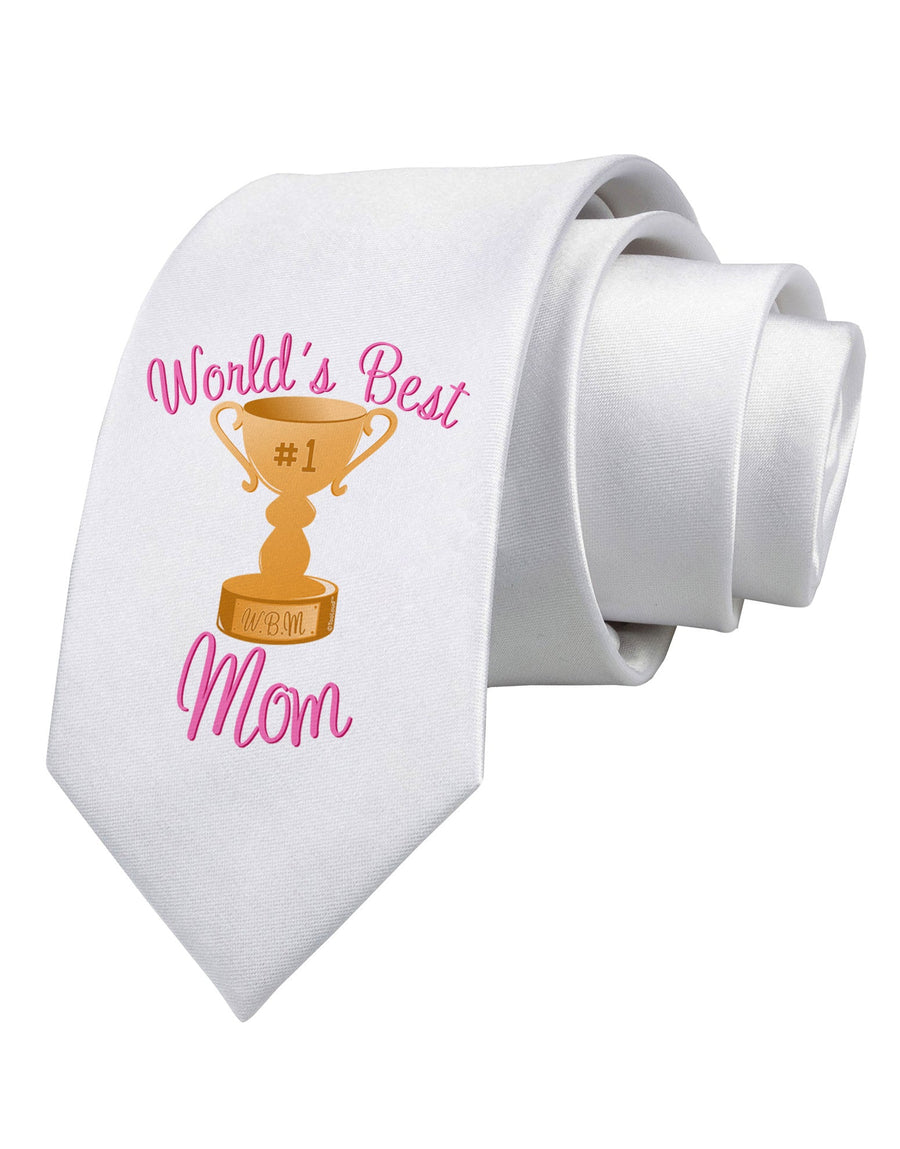 World's Best Mom - Number One Trophy Printed White Necktie