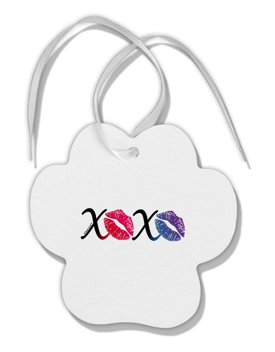 XOXO Kisses Paw Print Shaped Ornament-Ornament-TooLoud-White-Davson Sales
