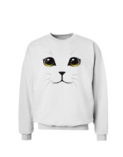 Yellow Amber-Eyed Cute Cat Face Sweatshirt-Sweatshirts-TooLoud-White-Small-Davson Sales