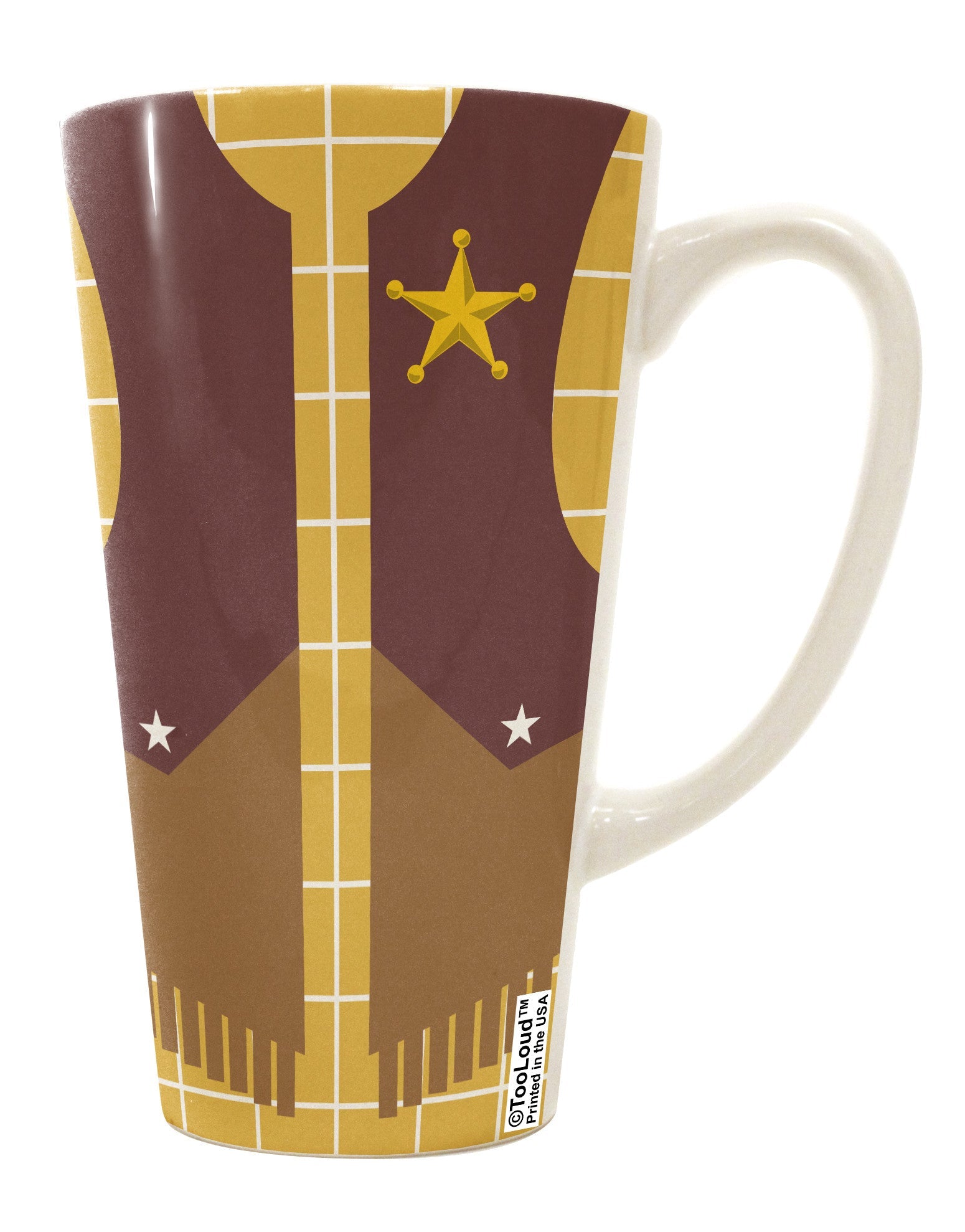 Yellow AOP 16 Ounce Conical Latte Coffee Mug with Cowboy Design - Perfect for Coffee Enthusiasts and Western Lovers TooLoud-Conical Latte Mug-TooLoud-White-Davson Sales