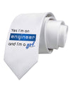 Yes I am a Engineer Girl Printed White Necktie