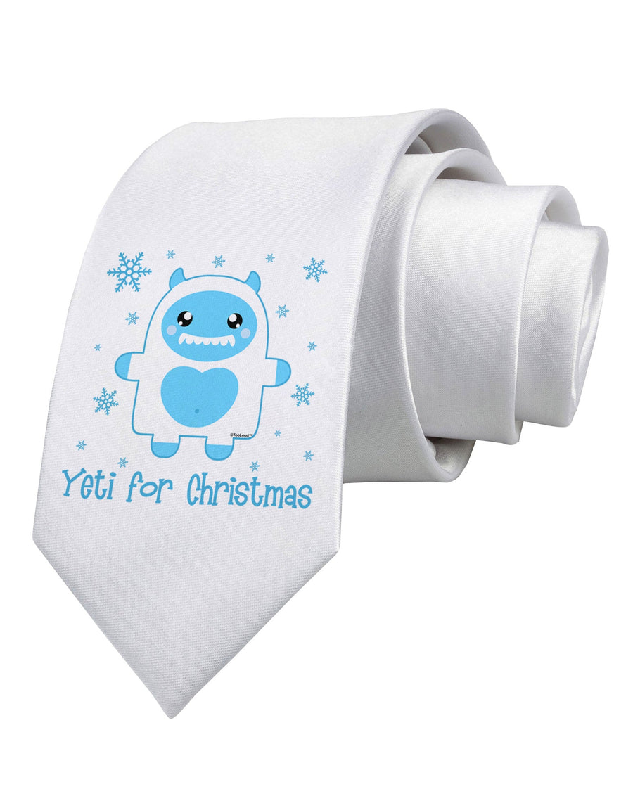 Yeti (Ready) for Christmas - Abominable Snowman Printed White Necktie