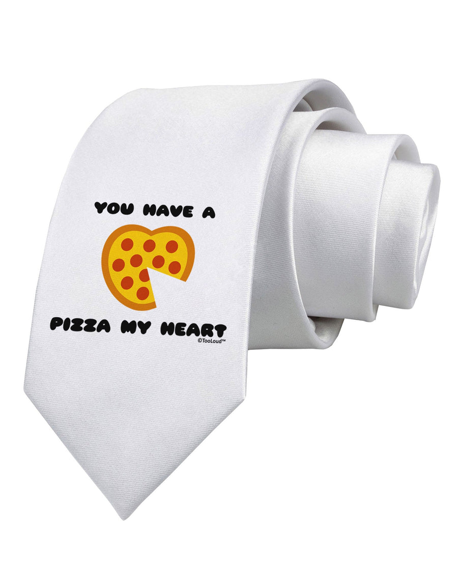 You Have a Pizza My Heart Printed White Necktie by TooLoud