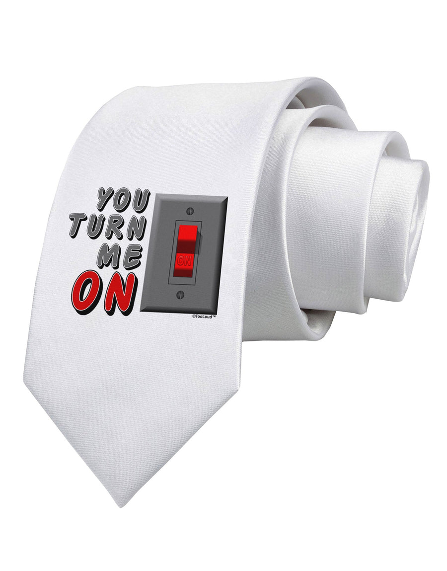 You Turn Me On Switch Printed White Necktie