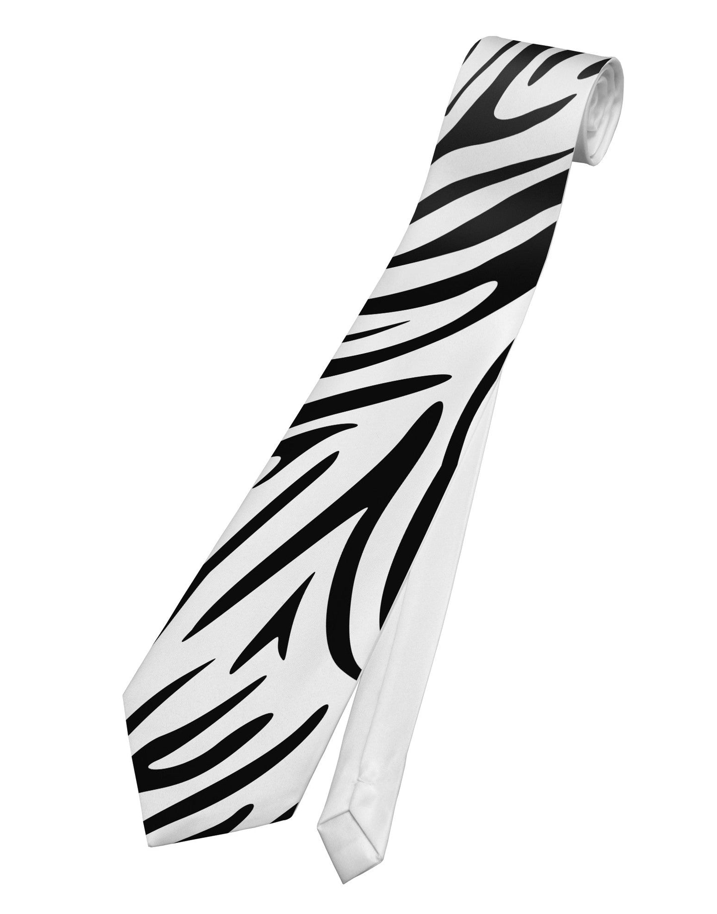 Zebra Print Printed White Necktie All Over Print