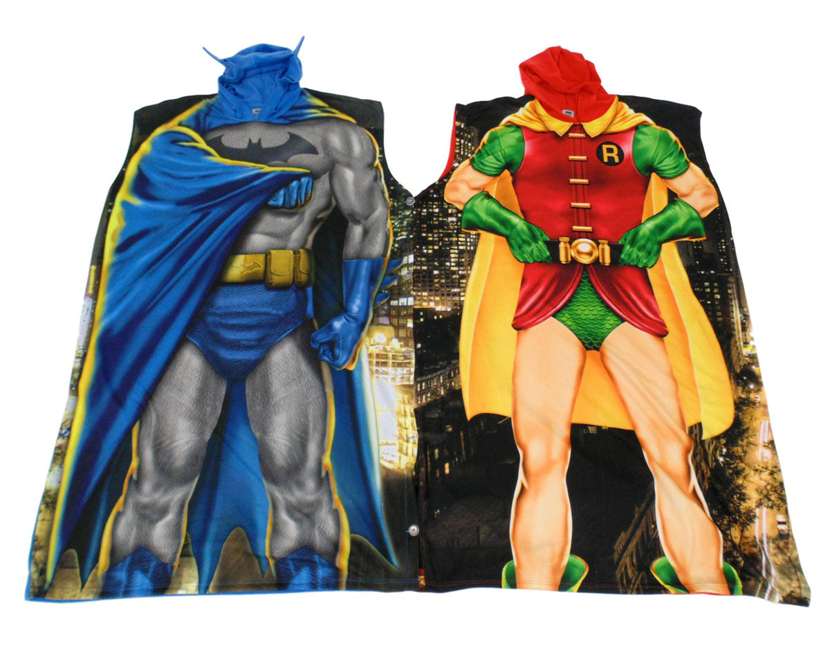 Dynamic Duo Batman and Robin Poncho Costume/Lounge wear Set-bathrobe-DC Comics-One-Size-Davson Sales
