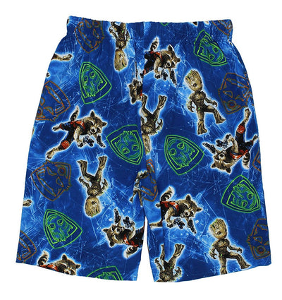 Groot Guardians of the Galaxy Mens Lounge Shorts (Teen/Adult)-Lounge Shorts-Marvel-Blue-Small-Davson Sales