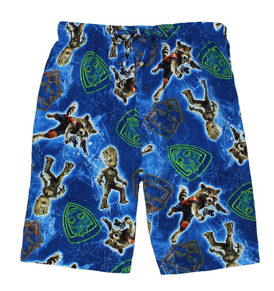 Groot Guardians of the Galaxy Mens Lounge Shorts (Teen/Adult)-Lounge Shorts-Marvel-Blue-Small-Davson Sales