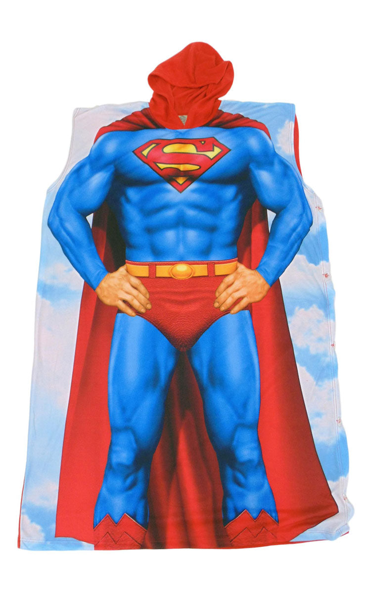 Superman & Wonder Woman Poncho Costume/Lounge wear Set-bathrobe-DC Comics-One-Size-Davson Sales