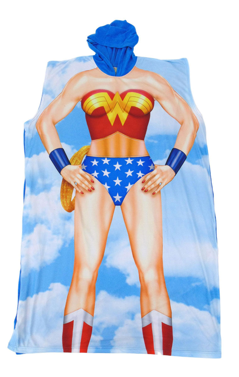 Superman & Wonder Woman Poncho Costume/Lounge wear Set-bathrobe-DC Comics-One-Size-Davson Sales