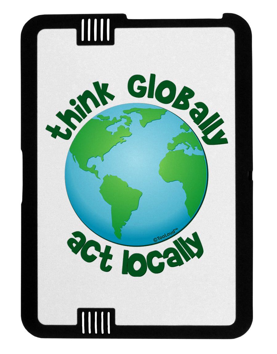 Think Globally Act Locally - Globe Black Jazz Kindle Fire HD Cover by TooLoud-TooLoud-Black-White-Davson Sales