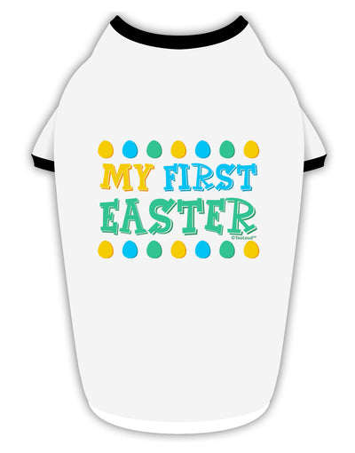 TooLoud My First Easter - Yellow Blue Green Eggs Stylish Cotton Dog Shirt-Dog Shirt-TooLoud-White-with-Black-Small-Davson Sales