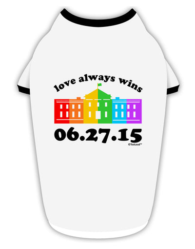 Love Always Wins with Date - Marriage Equality Stylish Cotton Dog Shirt-Dog Shirt-TooLoud-White-with-Black-Small-Davson Sales