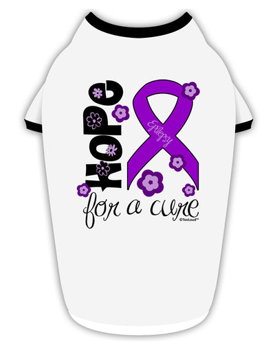 Hope for a Cure - Purple Ribbon Epilepsy - Flowers Stylish Cotton Dog Shirt-Dog Shirt-TooLoud-White-with-Black-Small-Davson Sales