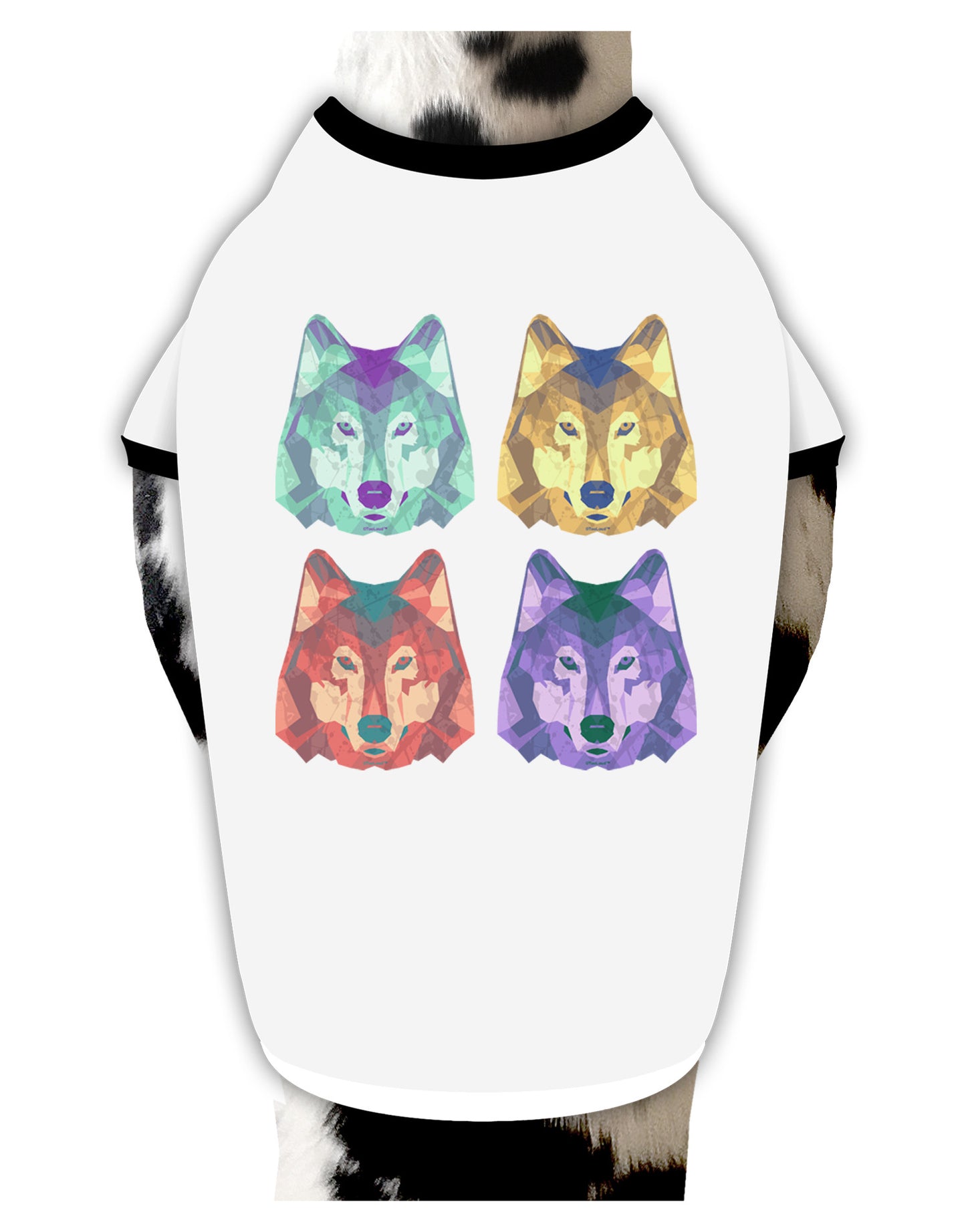 Geometric Wolf Head Pop Art Dog Shirt-Dog Shirt-TooLoud-White-with-Black-Small-Davson Sales