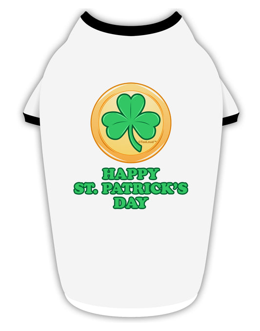 Shamrock Button - St Patrick's Day Stylish Cotton Dog Shirt by TooLoud-Dog Shirt-TooLoud-White-with-Black-Small-Davson Sales