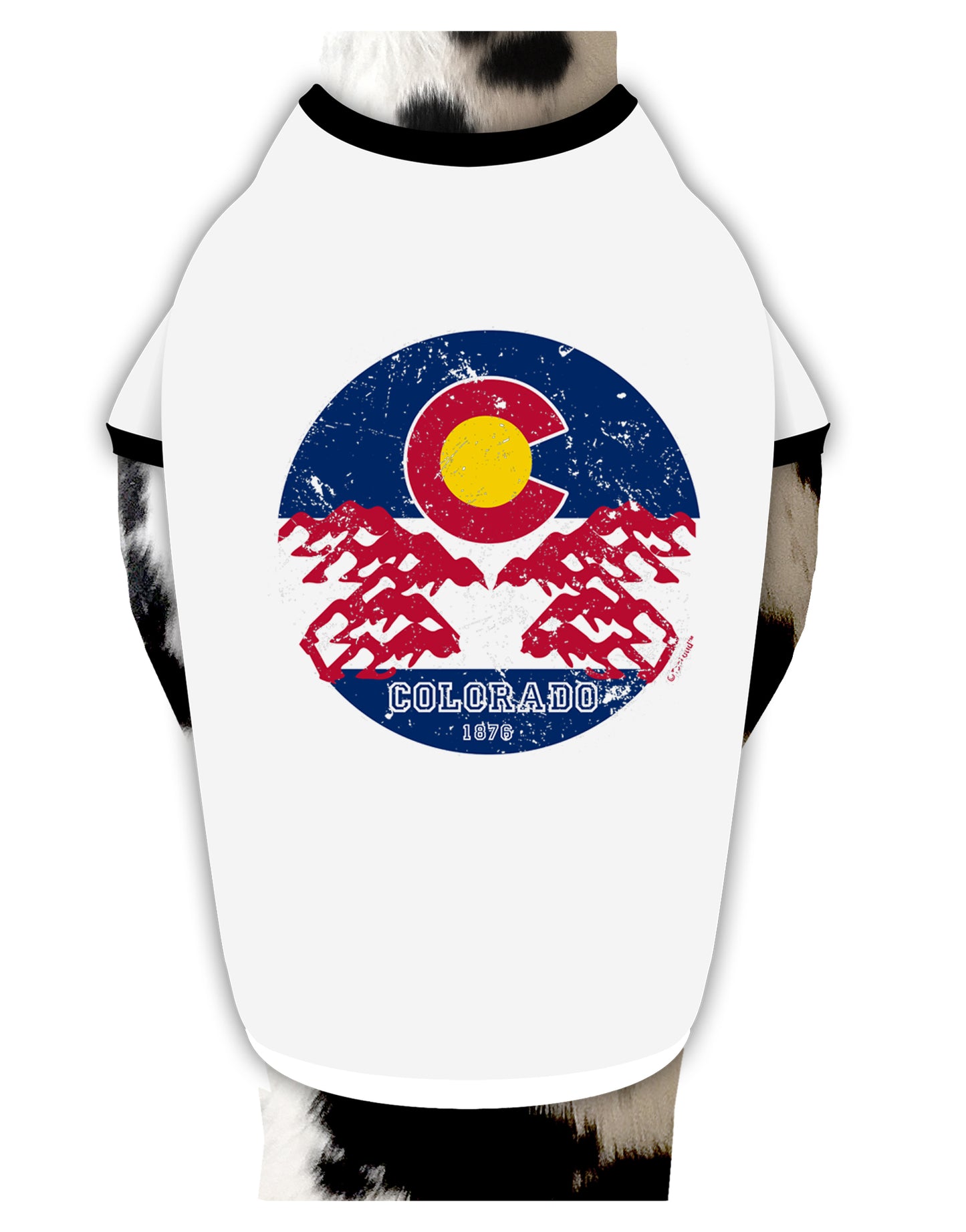 TooLoud Grunge Colorado Emblem Flag Dog Shirt-Dog Shirt-TooLoud-White-with-Black-Small-Davson Sales