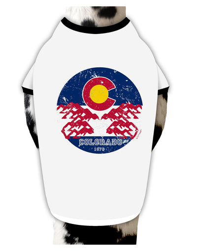 TooLoud Grunge Colorado Emblem Flag Dog Shirt-Dog Shirt-TooLoud-White-with-Black-Small-Davson Sales