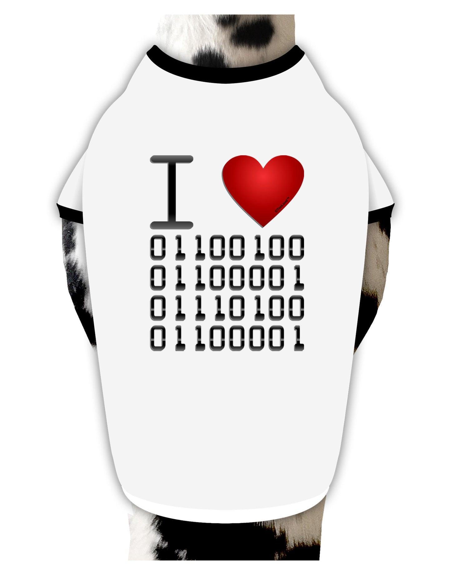 I Heart Binary Data Dog Shirt-Dog Shirt-TooLoud-White-with-Black-Small-Davson Sales