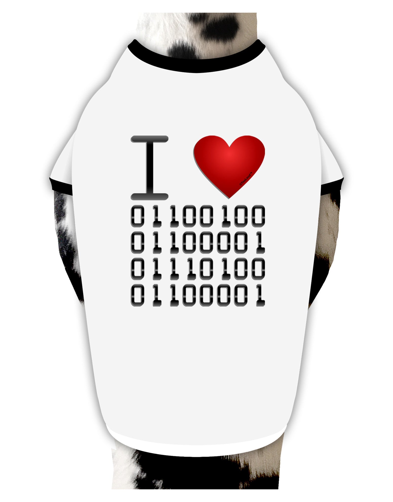 I Heart Binary Data Dog Shirt-Dog Shirt-TooLoud-White-with-Black-Small-Davson Sales